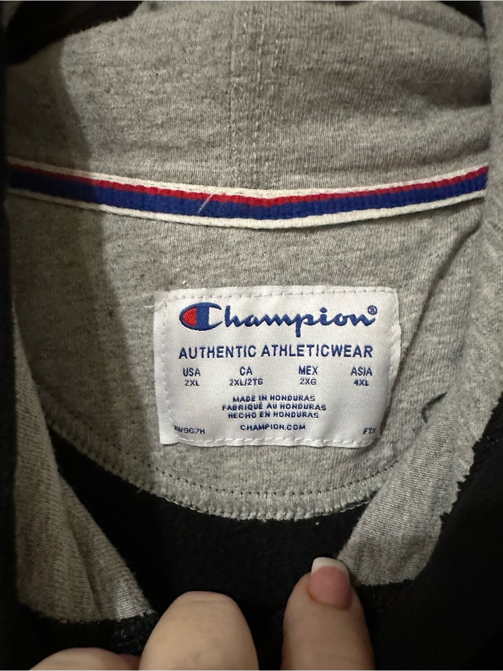 Champion Men’s Black Hoodie with Blue Lettering 2XL - Picture 2 of 3